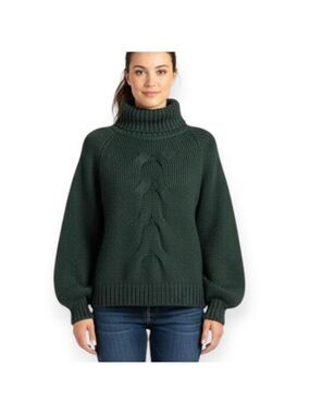 Zenana Forest Green Cable Knit Turtleneck Sweater XL